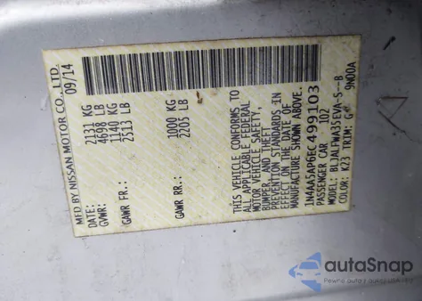 2014 Nissan Maxima 3.5 Sv from USA, damaged, VIN 1N4AA5AP6EC499103